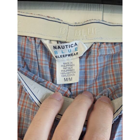 Nautica Blue Women's Blue Plaid Mid Rise Elastic Waist Pajama Pant Size M - Picture 3 of 4